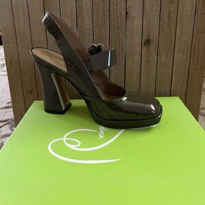 Sam Edelman Square Toe Alpn Green Patent Pumps